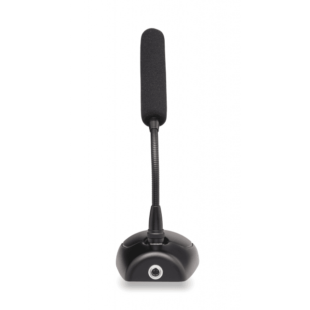 Microfono a condensatore super-cardioide professionale a collo d'oca con base