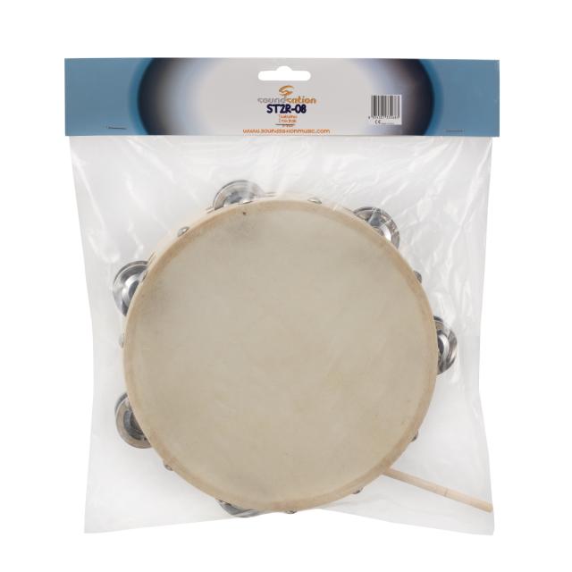 8" maple tambourine with natural skin head and jingles