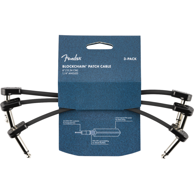 Pack da 3 cavi Patch Fender Blockchain 6", Angled/Angled