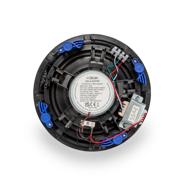 Altoparlante da soffitto 8” 40W a 2 vie 70V/100V con griglia senza cornice, bianco