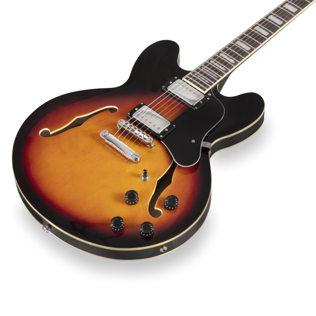 Double cutaway semi-acoustic guitar w/Humbuckers