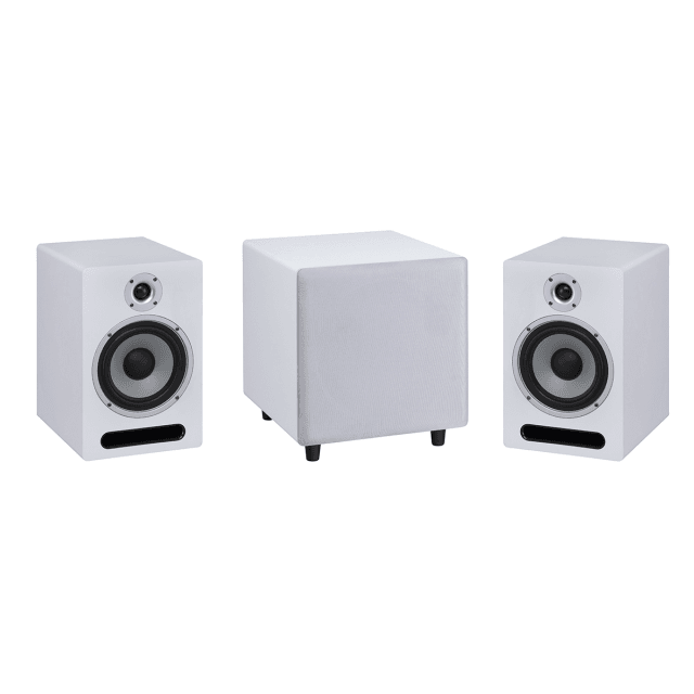 Monitor da studio bianco a 2 vie biamplificato con Woofer da 6,5"