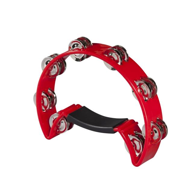 ABS half moon tambourin featuring 16 pairs of jingles (Red)