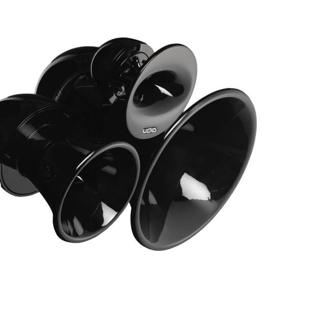 Three-way passive design speaker with 12“, 8” and 1.5” drivers (black)