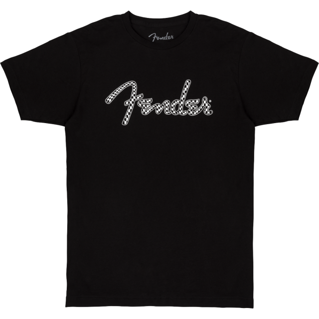 Fender® Spaghetti Wavy Checker Logo Tee, Black, L