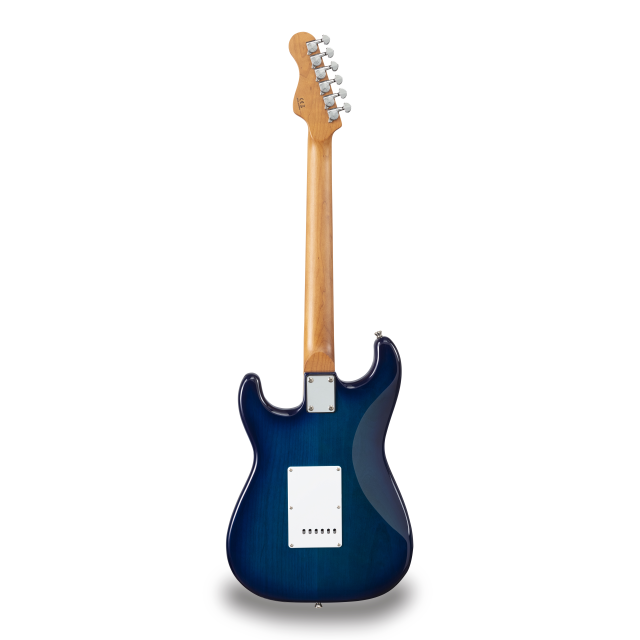 Double cutaway electric guitar with 2 single coils + splittable humbucker and self-locking tuners (Wilkinson equipped, roasted maple neck+fretboard, flamed top)