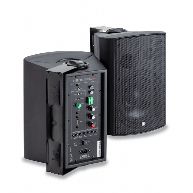 Wall-Mount 2-Way Active+Passive Speaker Set - Black