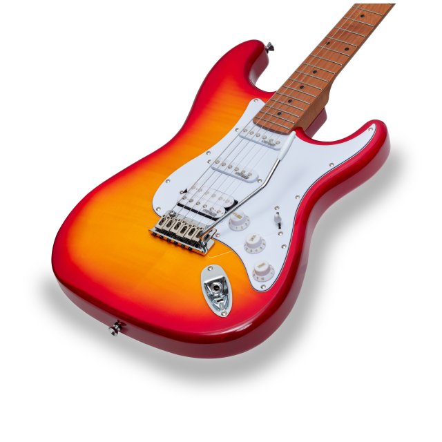 Double cutaway electric guitar with 2 single coils + splittable humbucker and self-locking tuners (Wilkinson equipped)