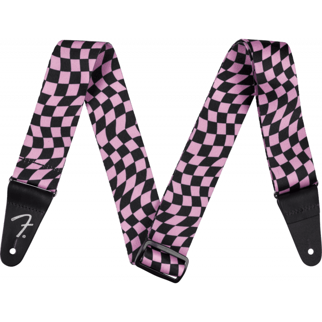 Wavy Checkerboard Polyester Strap, Pink