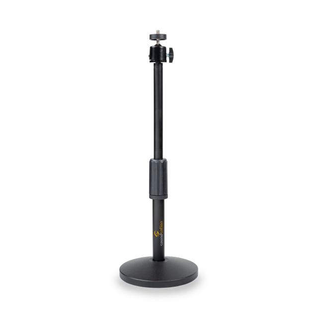 Tabletop webcast stand for microphone and smartphone