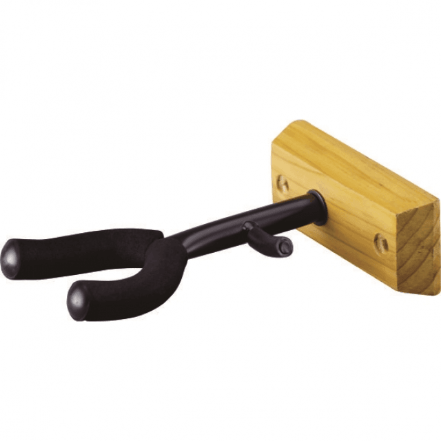 Violin and viola wall stand with wood base and bow holder