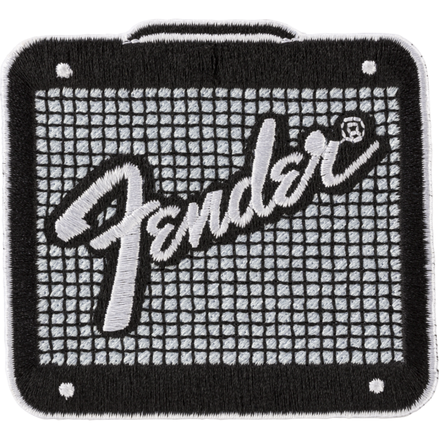 Fender Amp Logo Patch, Black and Chrome