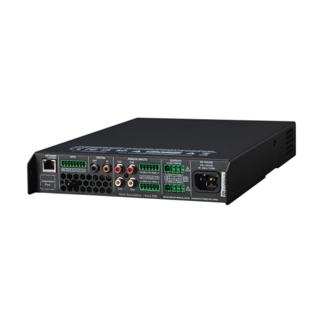 Amplificatore a 4 canali, 125 W @ 4–8 Ω / 2x250 W @ 70/100V, mezza larghezza rack, DSP integrato