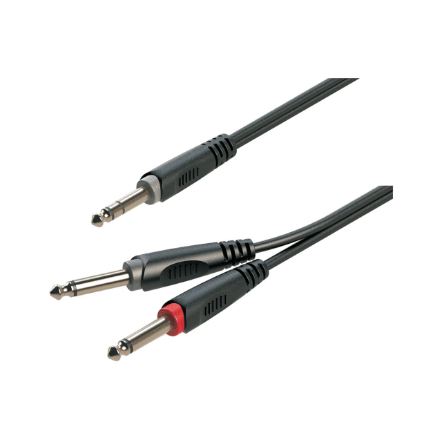 Y-Adapter cable 6.3mm Jack male STEREO - 2x6.3mm Jack male MONO / 3mt