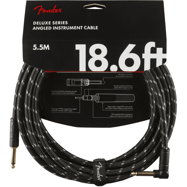 Deluxe Series Instrument Cable Straight/Angle 18.6' (5,5 m)  Black Tweed