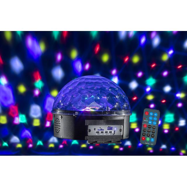 Semi-sfera luminosa con 6 LED da 3W, BT, player MP3 e telecomando