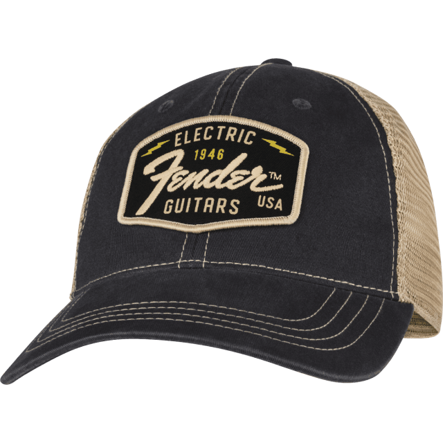 Fender® Transition Logo Patch Hat, Black/Stone One Size