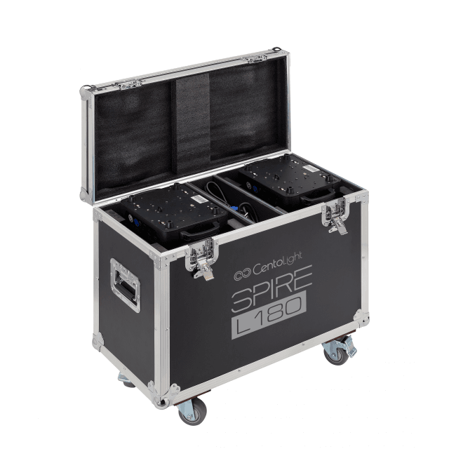 Set 2 Testa Mobile BEAM a LED da 180W con flight case