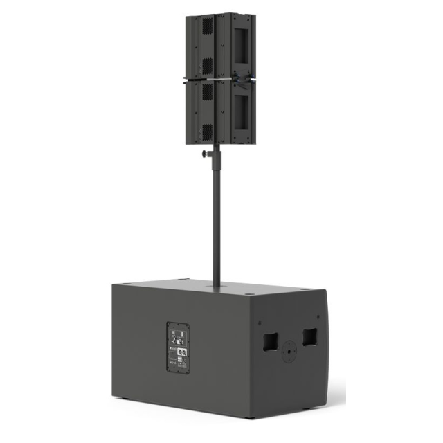 Sistema audio attivo con doppio subwoofer da 18" e due satelliti passivi coassiali da 12”, modulo amplificatore Powersoft™