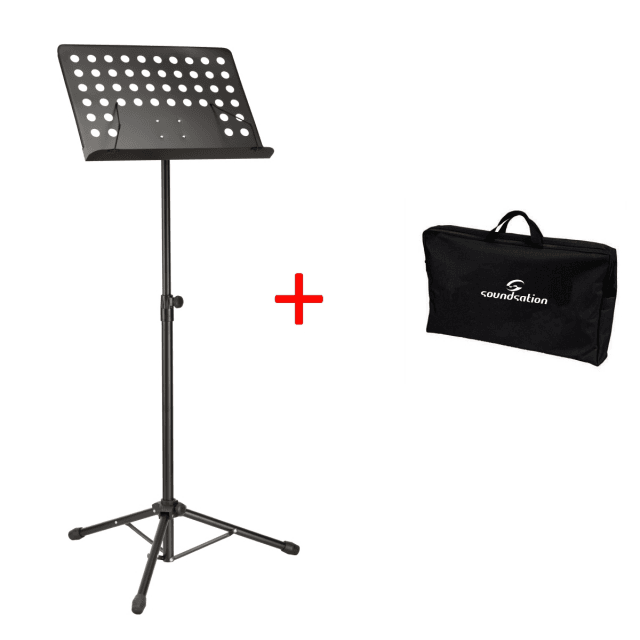Bundle including orchestra music with removable perforated plate and carrying bag