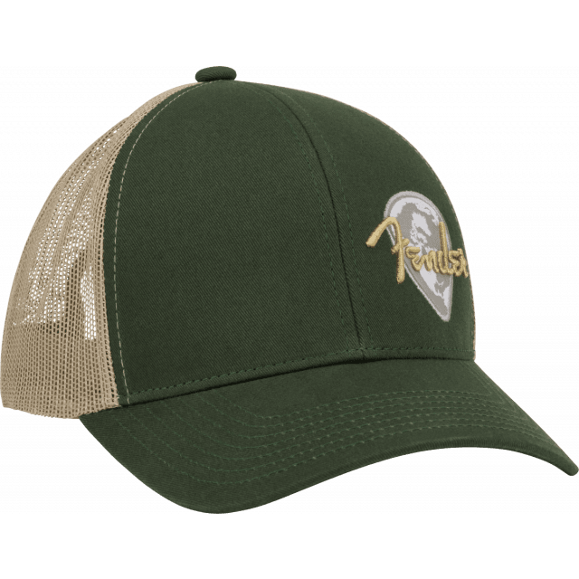 Fender® Globe Pick Patch Hat, Green/Khaki, One Size