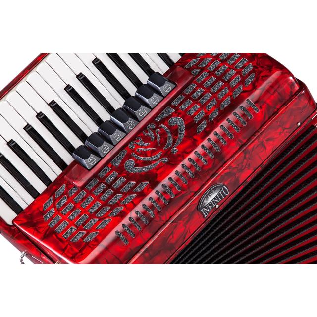 96 basses key accordion red perloid