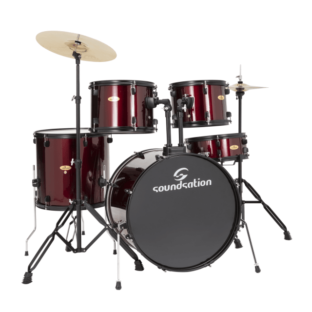 Drum Set 5 pcs in Pioppo con finitura rivestita Wine Red