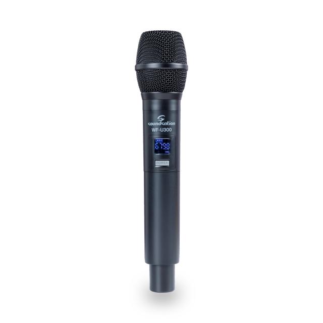 Sistema wireless compatto UHF doppio a 300 canali con 2 microfoni palmari A2 (600-630MHz)