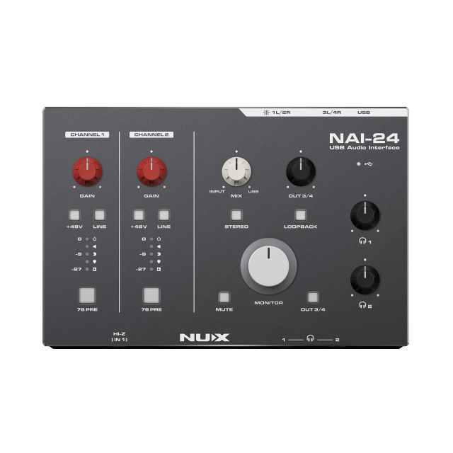USB audio interface 2 in 4 out 192kHz w/high quality components