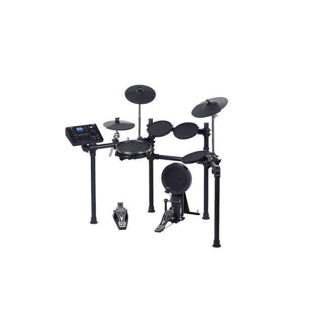 Batteria elettronica compatta ed elegante con Snare MESH, 3 Tom, 1 Crash ed Hi-Hat tutti a 2 Zone ed un Ride a 3 Zone.