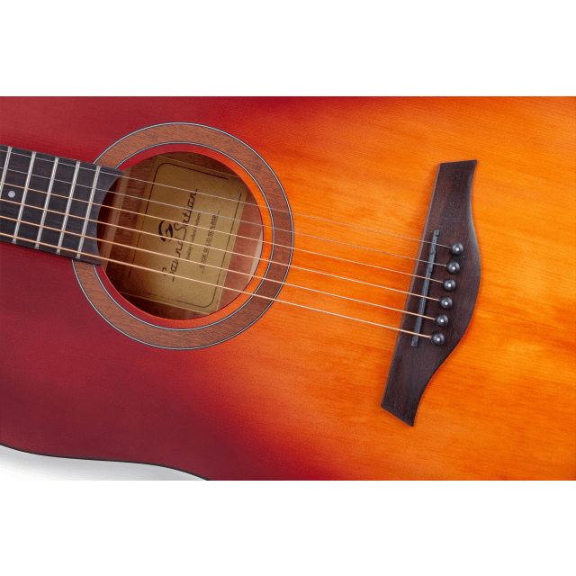 Dreadnought acoustic guitar with armrest