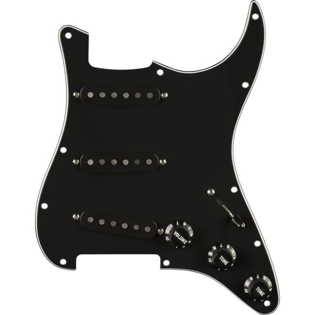 Fender Pre-Wired Strat Pickguard, Pure Vintage '59 w/RWRP Midde, Black 11 Hole PG