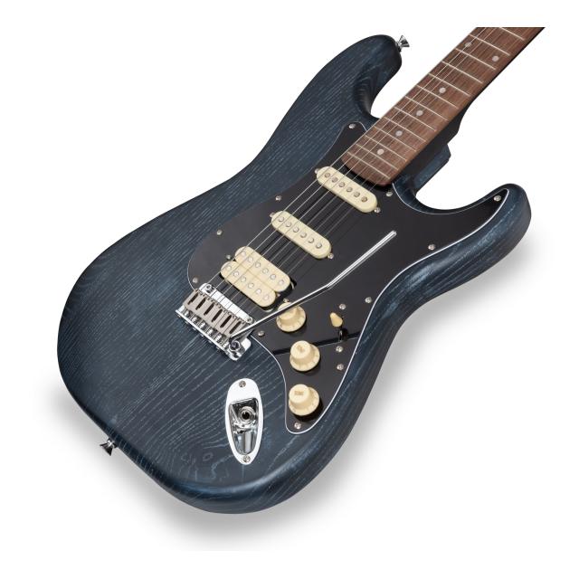 Double cutaway electric guitar with 2 single coils + splittable humbucker (nitro finish)