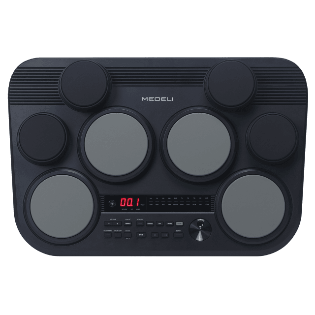 Drum kit portatile con 8 pad in gomma sensibili al tocco e 2 pedali