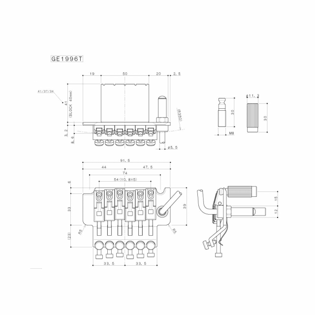 Tremolo Bridge Floyd Style Gotoh (Cosmo Black)