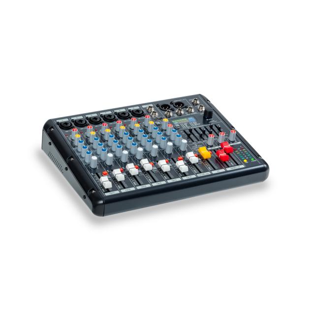 Mixer a 8 Canali con 6 Canali Mono e 1 Canale Stereo, Effetto 24 bit con 99 Preset, USB/BT, interfaccia PC