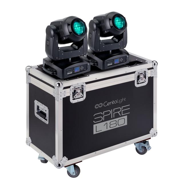 Set 2 Testa Mobile BEAM a LED da 180W con flight case