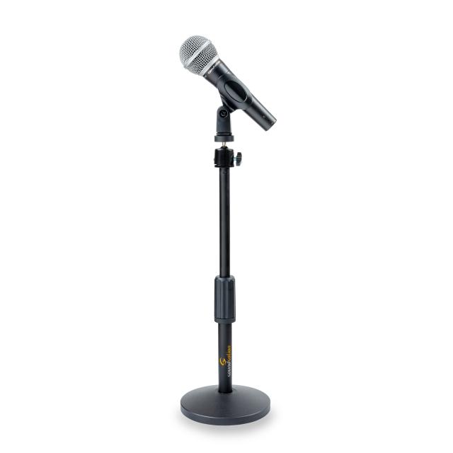 Tabletop webcast stand for microphone and smartphone