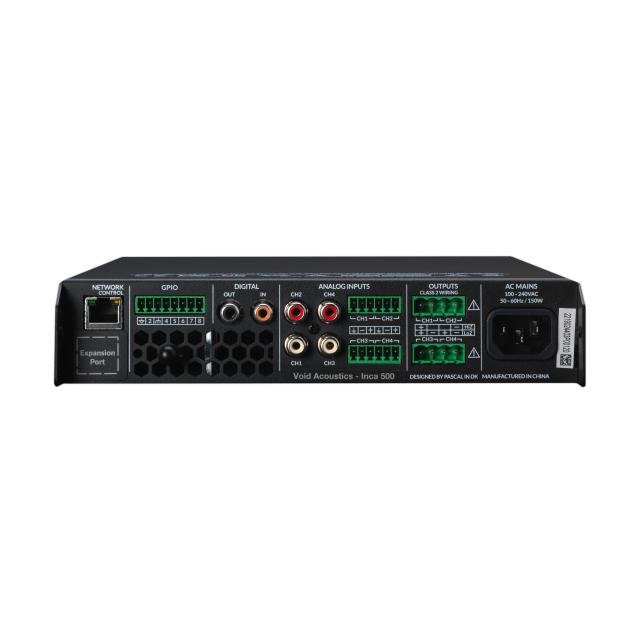 Amplificatore a 4 canali, 125 W @ 4–8 Ω / 2x250 W @ 70/100V, mezza larghezza rack, DSP integrato