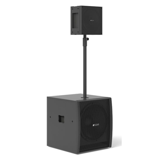 Active system with 18" subwoofer and 12" coaxial array module, featuring Powersoft™ amplification and K-array™ PAT® / SAT® technologies (black)