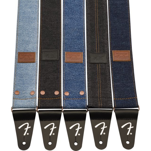 Fender® x Wrangler® Denim Strap, Washed Black Stitch
