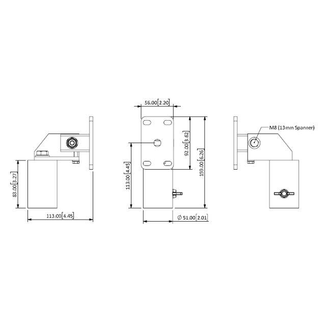Supporto T51 "Pole bracket kit" per serie Air e Cyclone colore Bianco