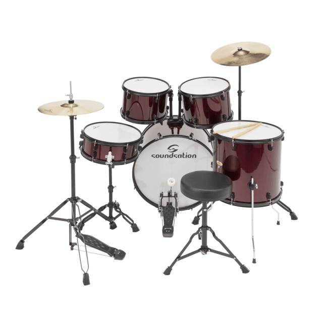 Drum Set 5 pcs in Pioppo con finitura rivestita Wine Red