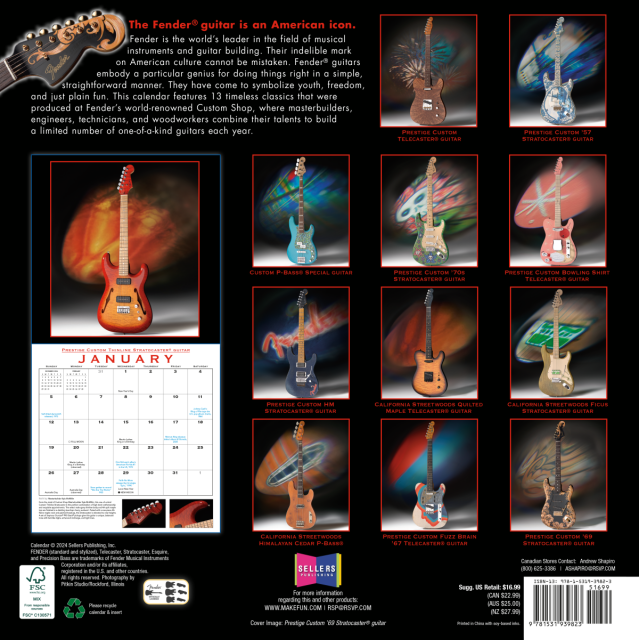 Calendario Fender 2025 Custom Shop