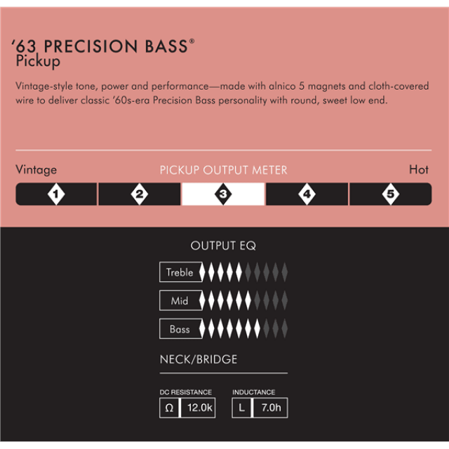 Pickup Fender Pure Vintage '63 Precision Bass®, Black