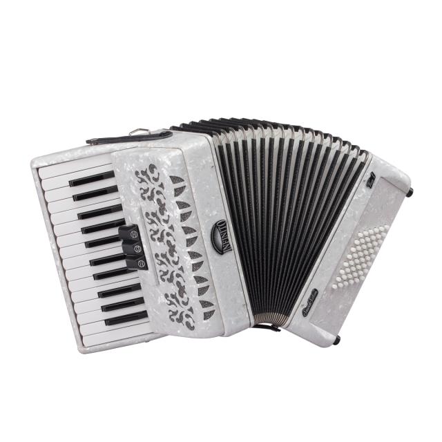 48 bass 26 keys accordion white perloid