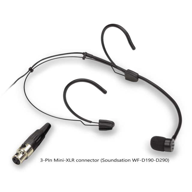 Cardioid Headset Mic., 3-Pin Mini-XLR, Black (for Soundsation WF-D190-D290)