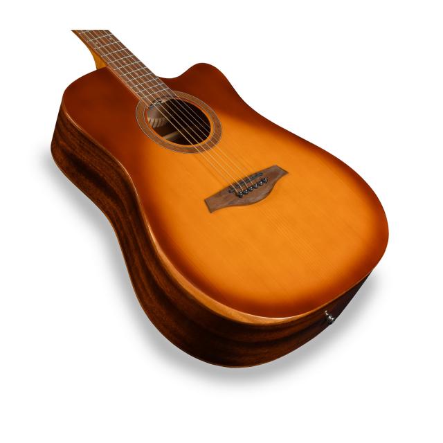 Dreadnought cutaway acoustic guitar with mahogany armrest and preamp (Glossy version)
