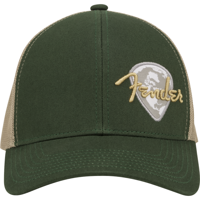 Fender® Globe Pick Patch Hat, Green/Khaki, One Size