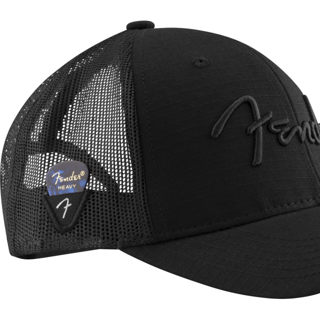 6 Panel Mesh Back Pick Pocket Hat, Black
